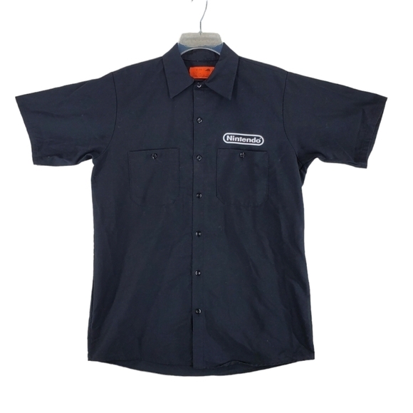 VTG Nintendo Work Shirt Mens M GAME OVER 2003 Black Button Up Short Sleeves RARE - Picture 11 of 11